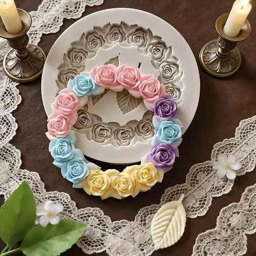 Circle roses garland fondant - roses,