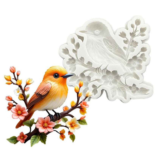 Bird flower silicone fondant - bird,